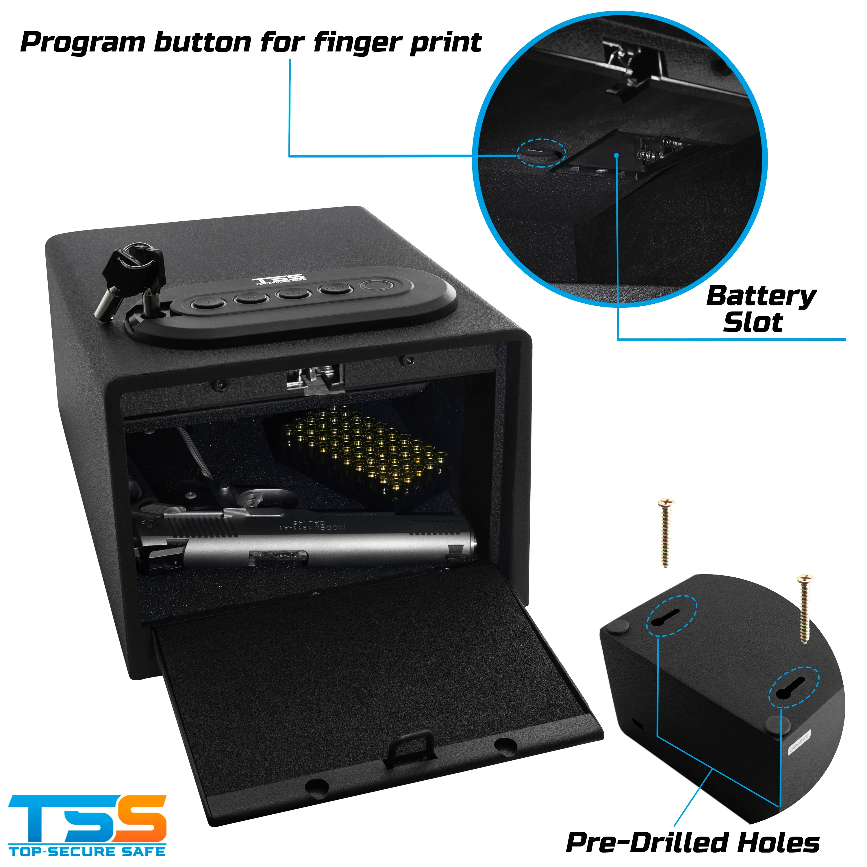 Biometric Safe High Capacity Fingerprint Lock Box Cabinet CaseCache Arsenal 3 Way Quick Access - Image 6