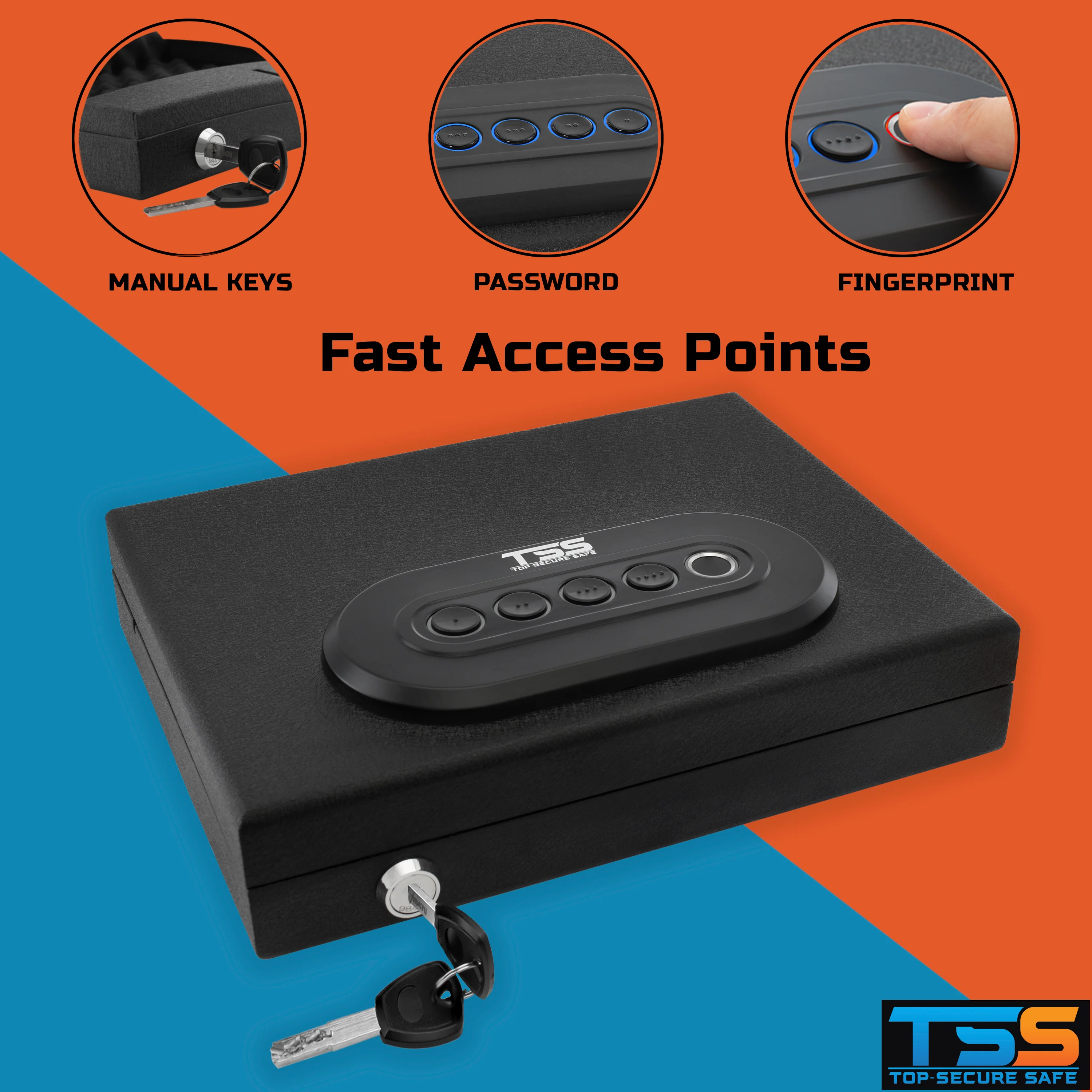 Gun Safe Box Lock Biometric Pistol Vault Firearm Security Key Pad Manual Locks [California DOJ Certified] - Image 2