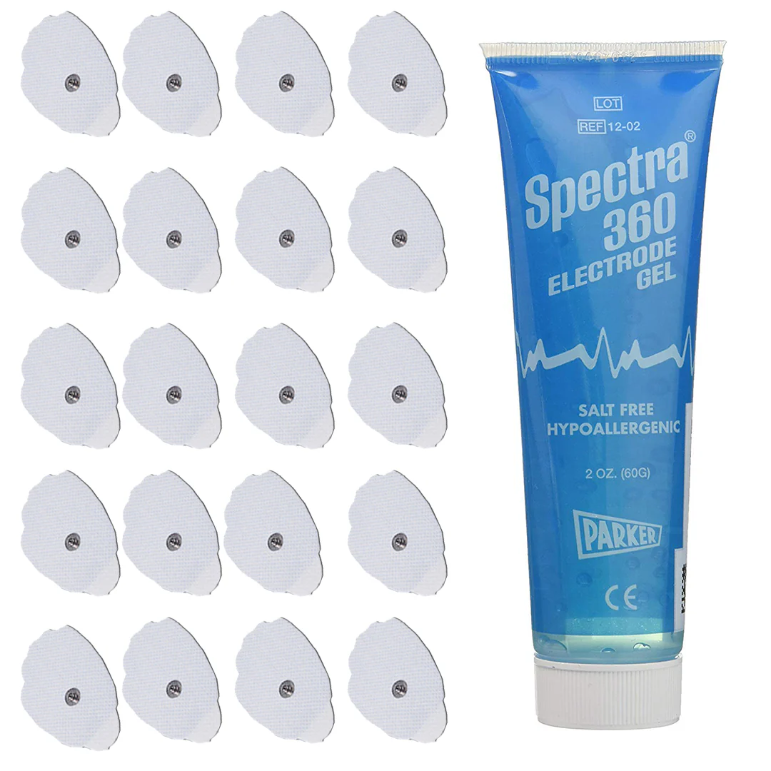 Techcare 10 Pairs (20 )Replacement Electrodes Pads Bundle With (2oz) Spectra Gel