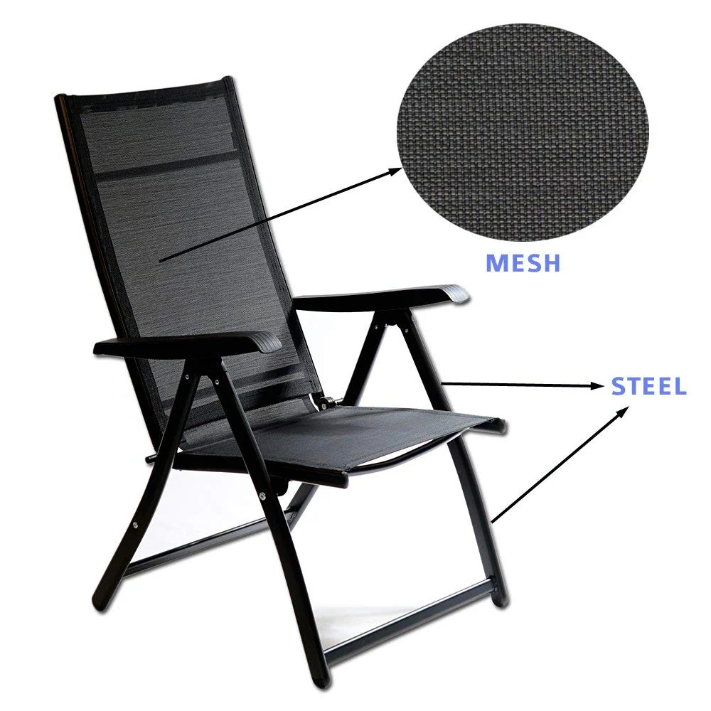 TechCare 2 Heavy Duty Durable Adjustable Reclining Folding Chairs + 1 Folding Side Table Outdoor Indoor Garden Pool - Image 5