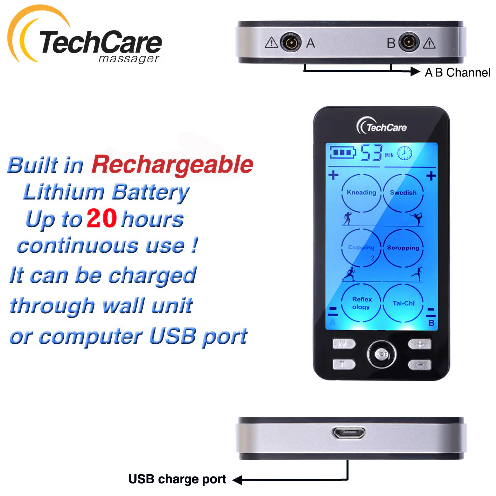 TechCare Tens Unit Muscle Stimulator Plus 24 Modes + Massager Belt - Image 4